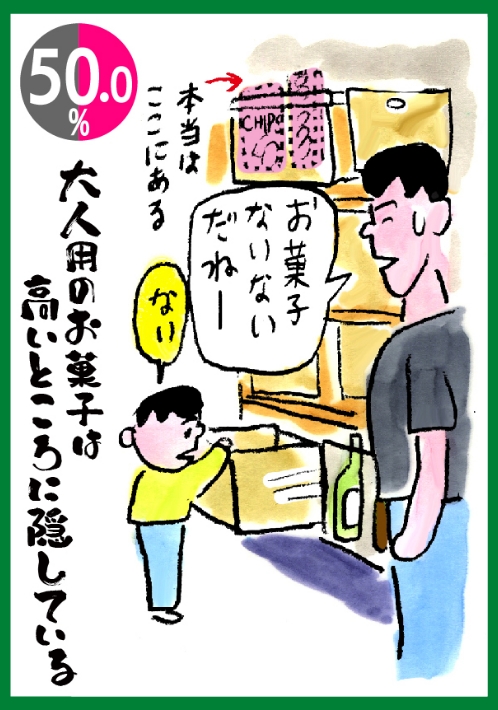 大人用のお菓子は高いところに隠している