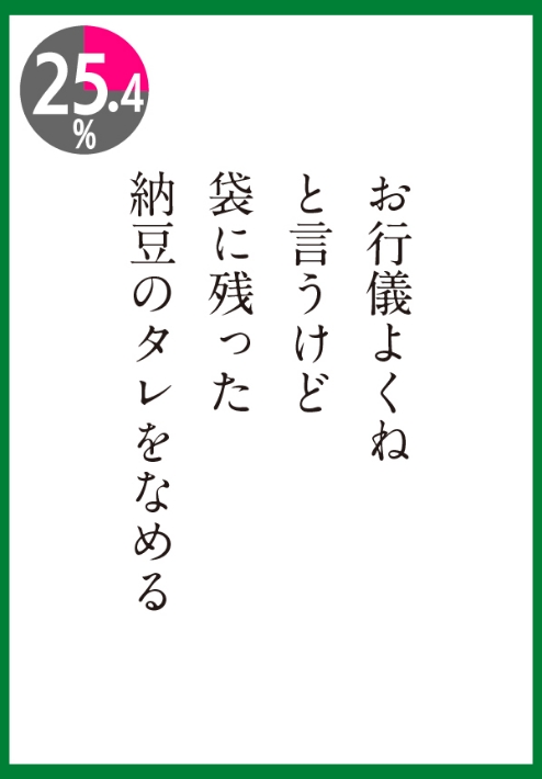 袋に残った納豆のタレをなめる