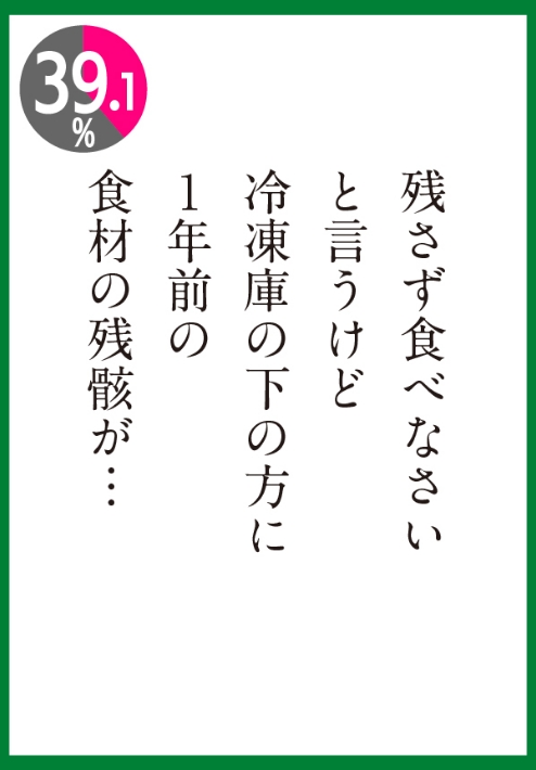 残さず食べなさいと言うけど冷凍庫の下の方に１年前の食材が残骸が…